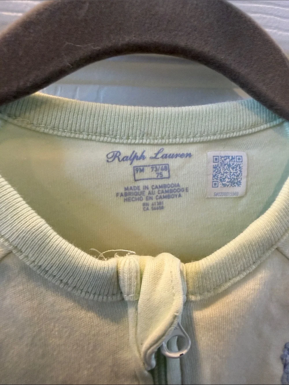 Ralph Lauren baby Light Mint Green Footed Baby One-Piece